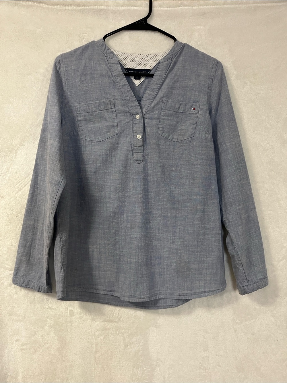 Tommy Hilfiger Light Blue Chambray Long Sleeve Henley